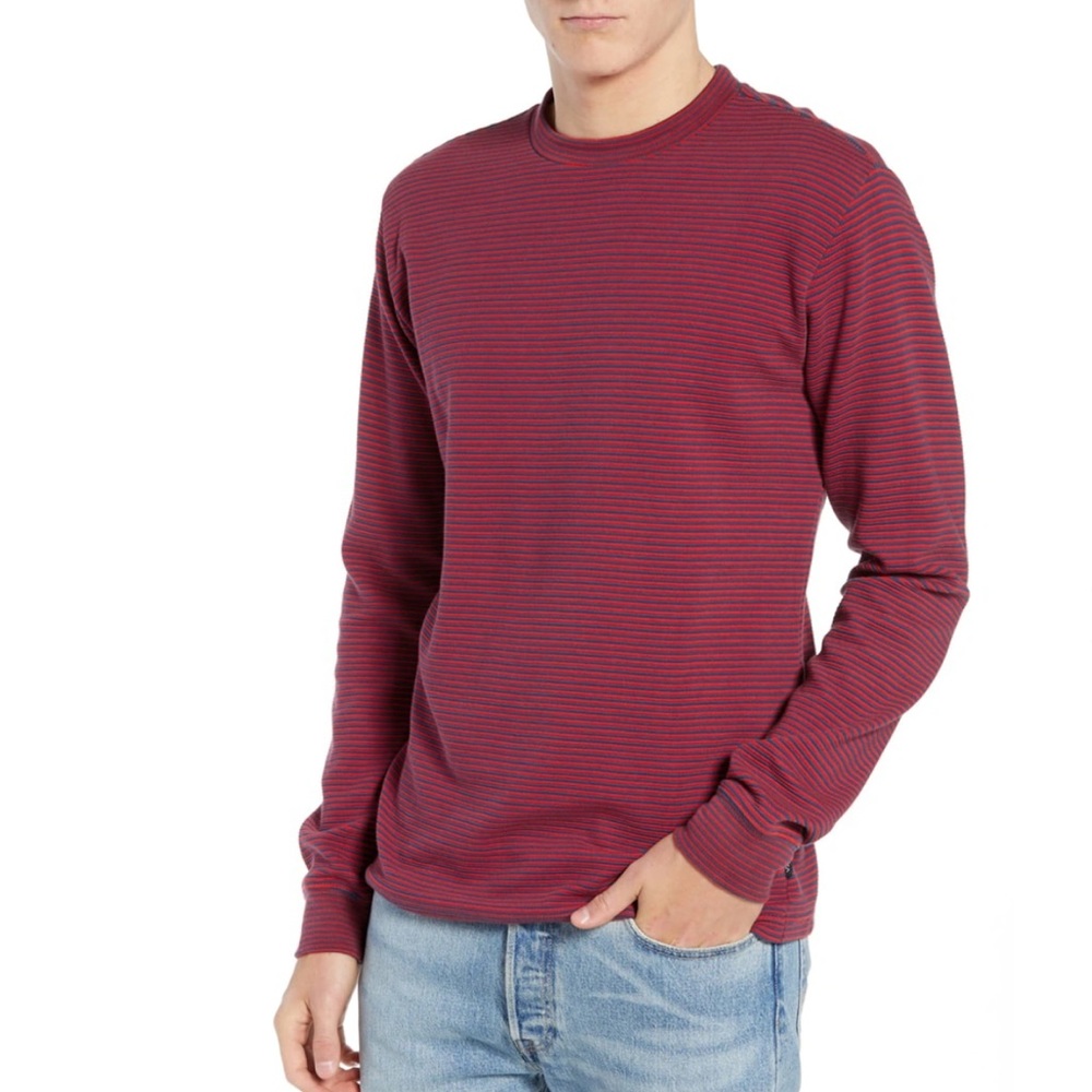 RVCA Manc Stripe Long Sleeve T-Shirt - Blue/ Red - M